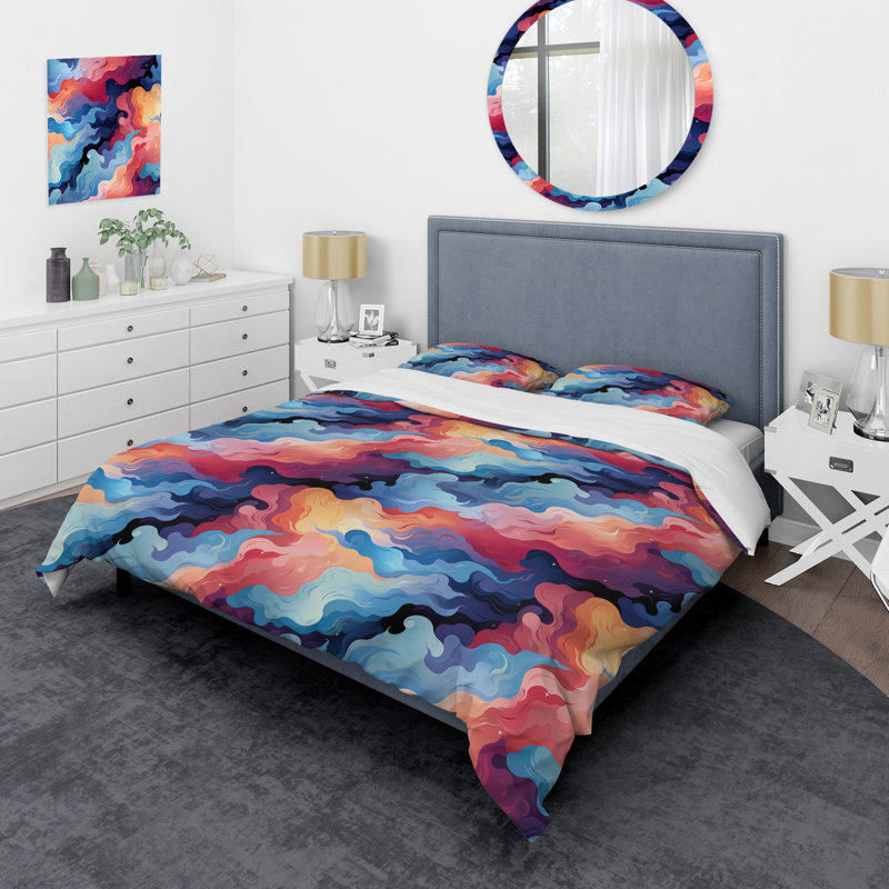 Celestial Disguise Undulation II - Ensemble de housse de couette abstrait - Microfibre de polyester