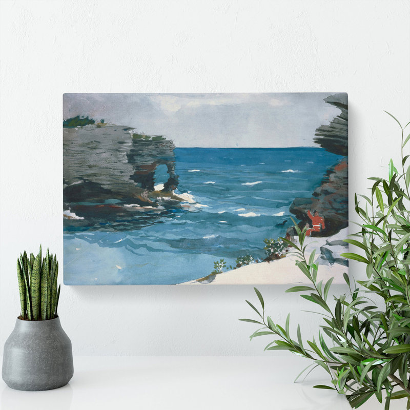 Rocky Shore Bermuda by Winslow Homer - Wrapped Canvas Painting, 35cm H x 50cm W x 3cm D