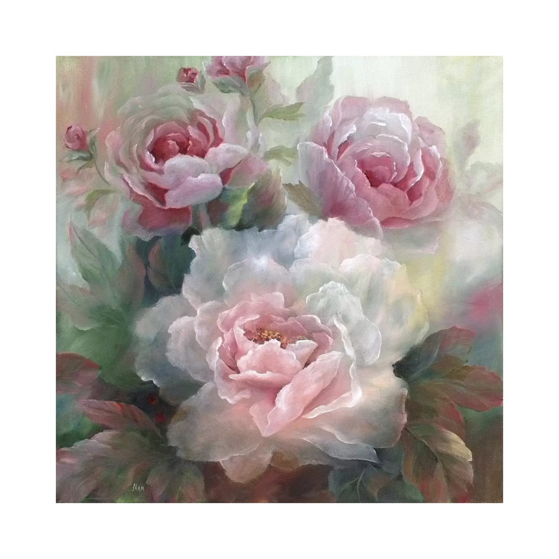 " White Roses III " by Nan, Wrapped Canvas, 26" H x 26" W x 1.5" D