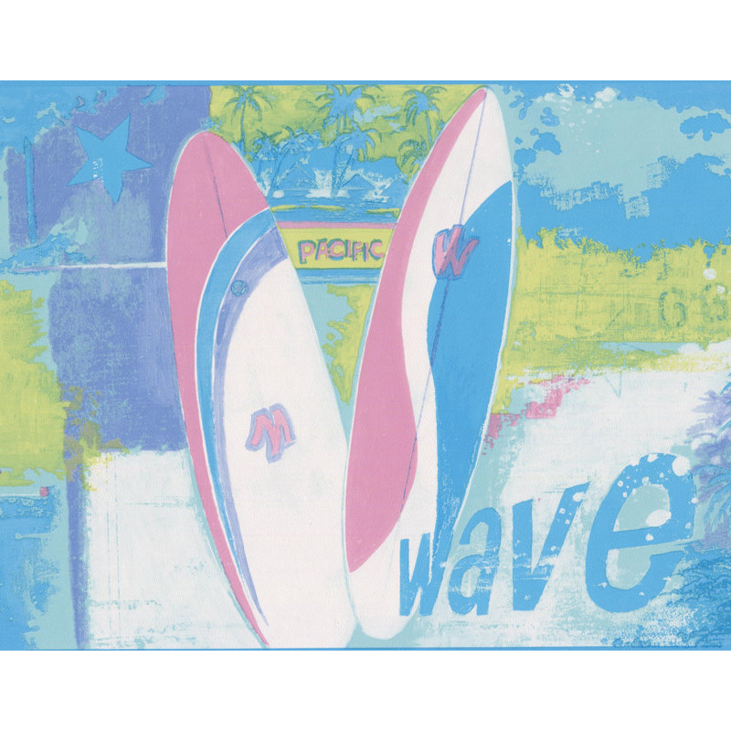 Bordure murale Anglet, Bleu / Rose