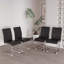 Chaises de salle à manger modernes, chaise d'appoint rembourrée en similicuir à haut dossier avec pieds en métal argenté-114326558