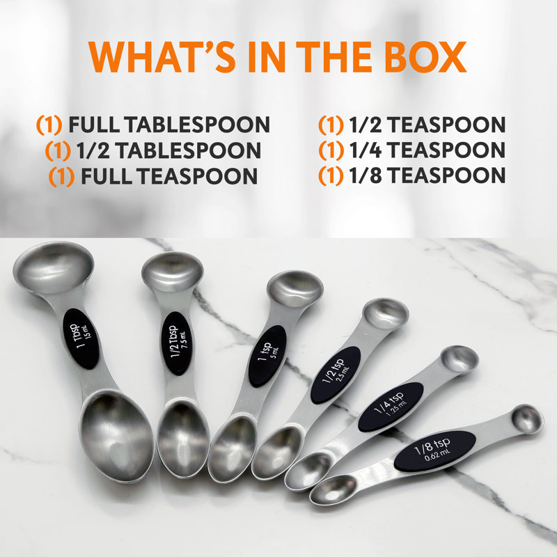 NutriChef 6 -Piece Stainless Steel Measuring Spoon Set