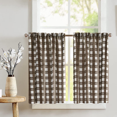 Poplin Tavern Gingham Checkered Cafe Tier Curtains