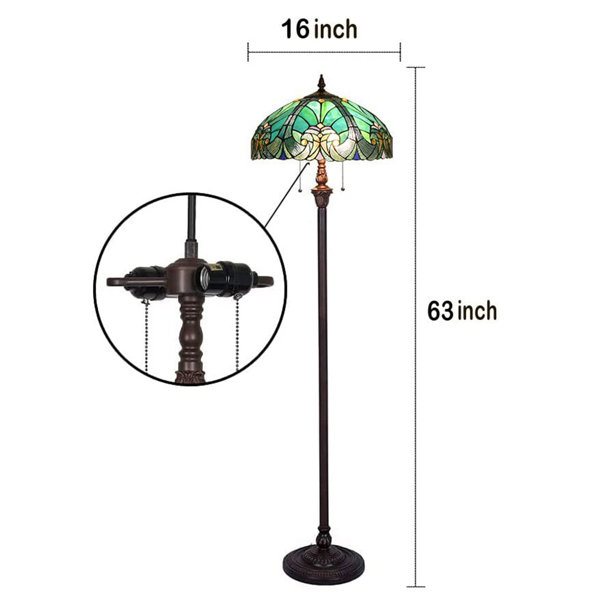 Vinplus Tiffany Floor Lamp,Stained Glass Lamp Shade,Vintage Antique ...