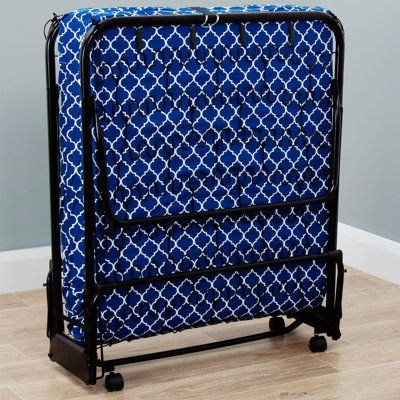 Metal Folding Bed Frame with Foam Mattress,Easy Storage and Movable with 4 Castors