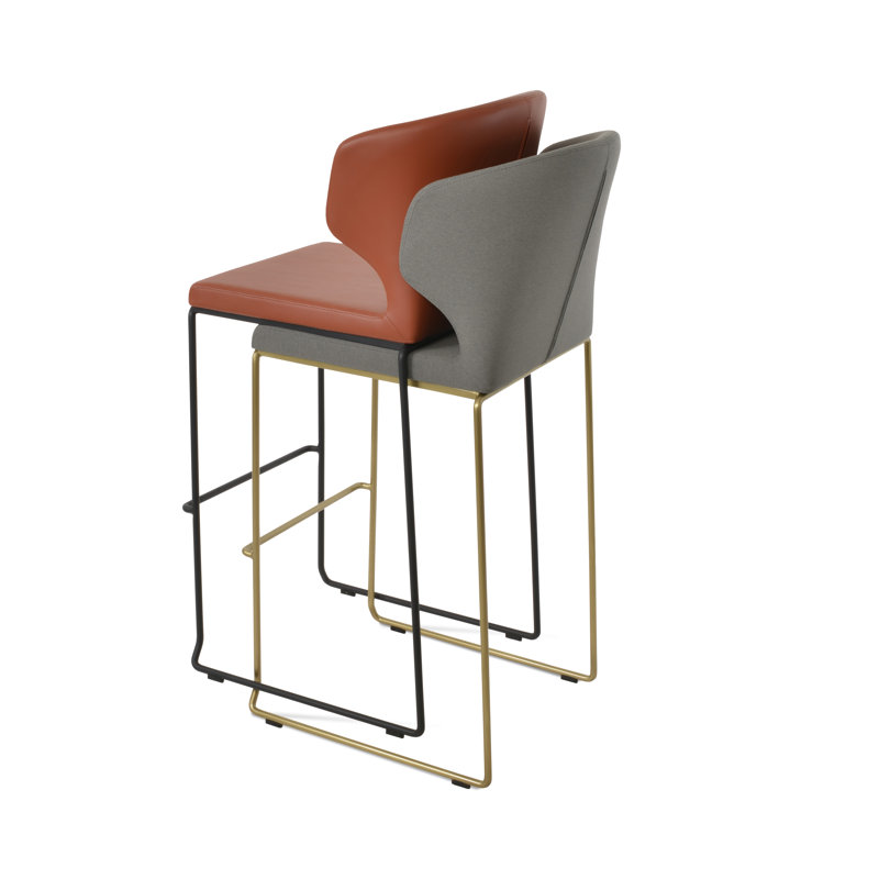 Tabouret de bar et de comptoir empilable Amed, Noir, Cannelle, Tabouret de comptoir (siège d'une hauteur de 24 p