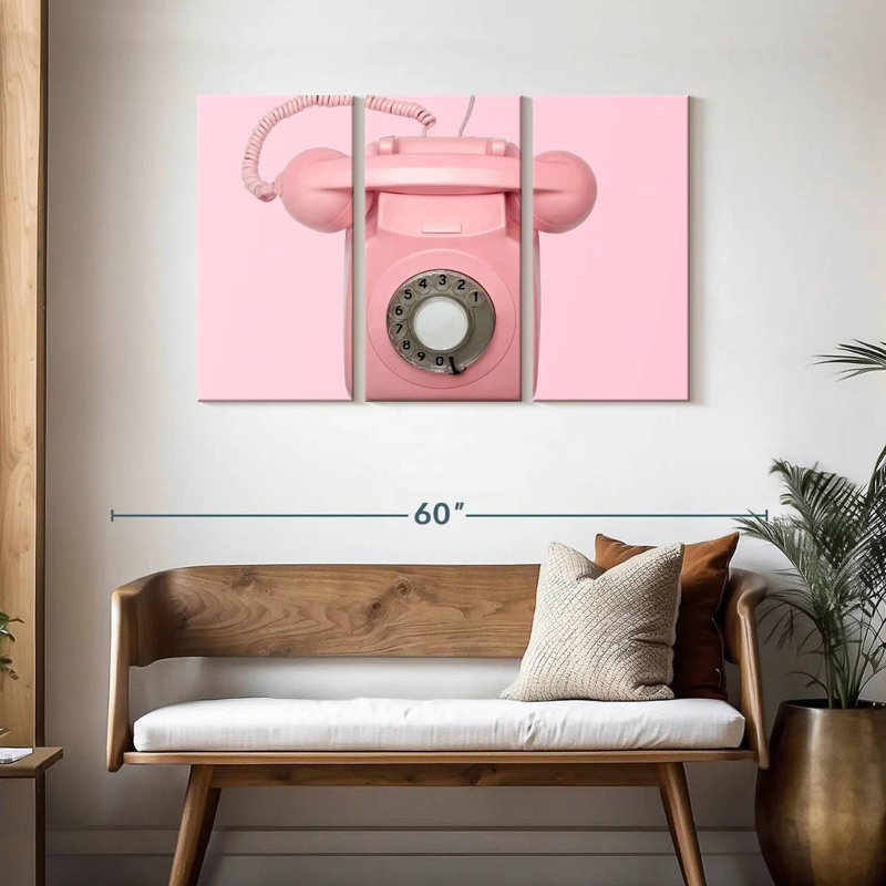 Téléphone rotatif rose Kerner, H 28 po x l 45 po