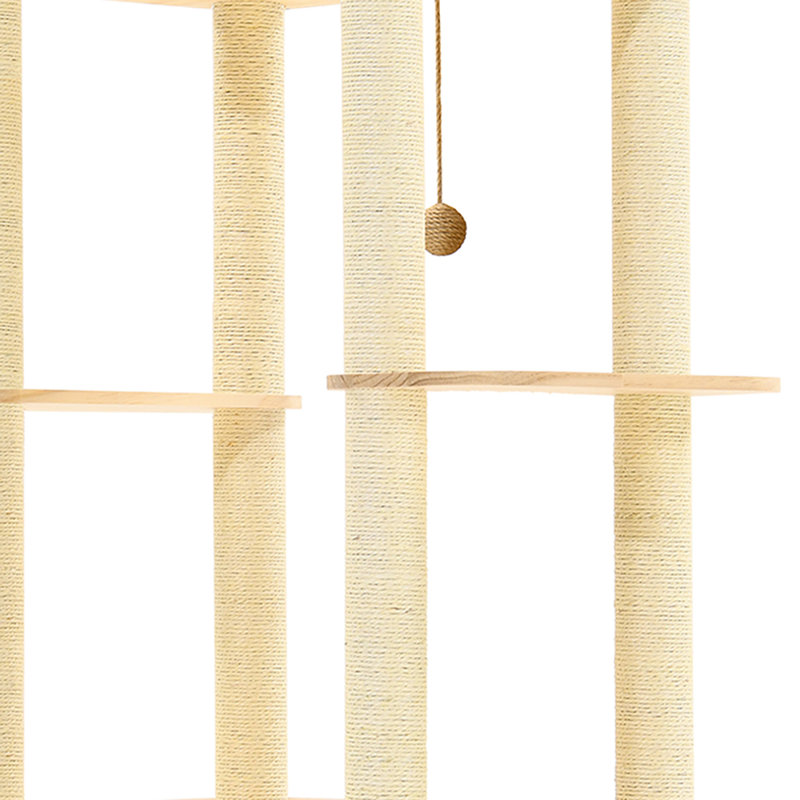 Arbre à chat Bianca en bois de 155 cm avec plateformes à plusieurs niveaux, 2 tunnels et poteaux à griffer inclus.
