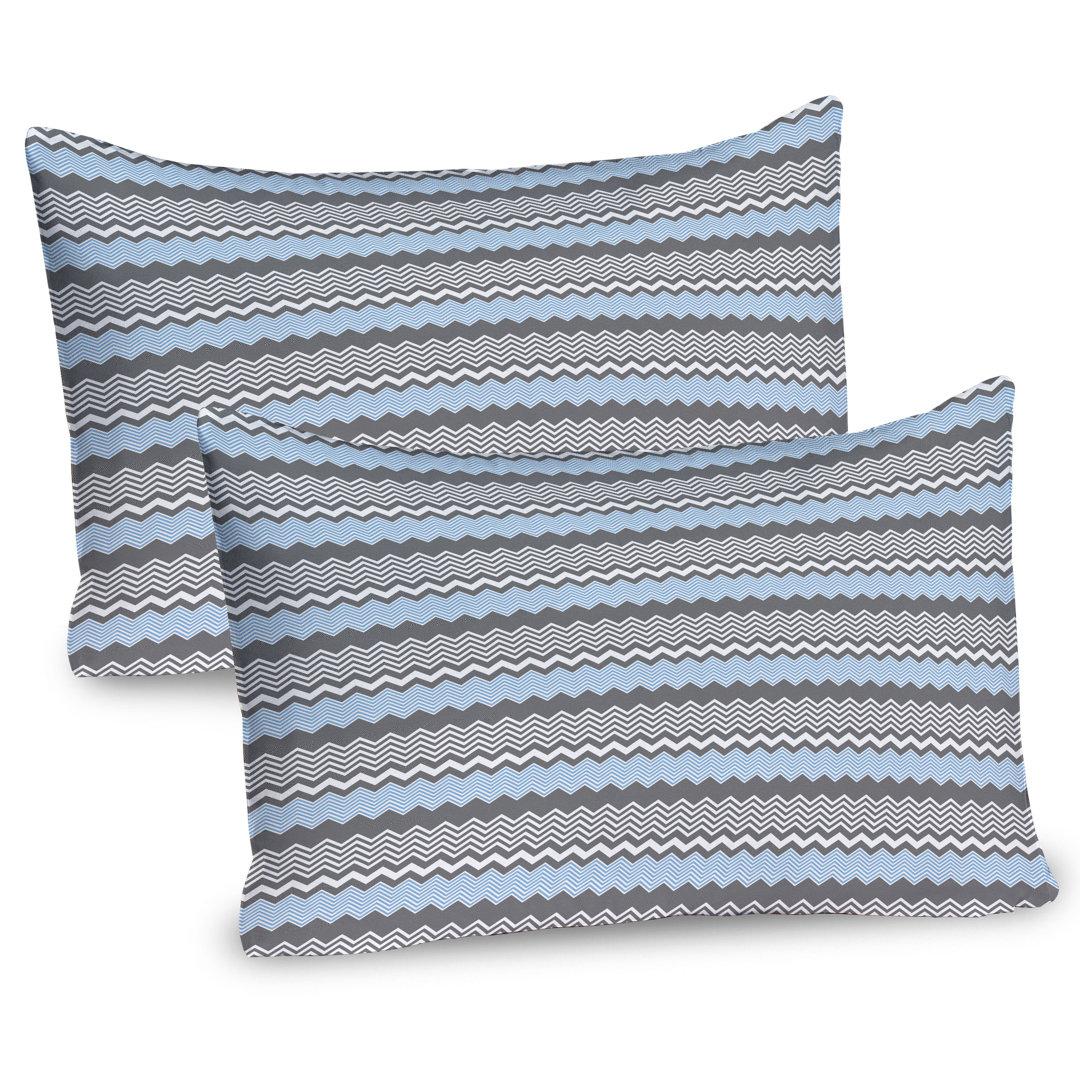 Kissenbezug Packung mit 2, Vintage Chevron-Design, Himmelblau Hell Grau