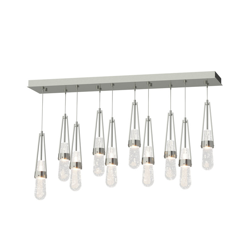 Link 10 - Light Pendant, Sterling, Standard: 19" to 80", Clear Bubble Glass