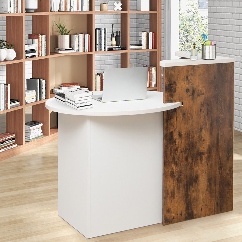 Erilas Corner Computer Desk, White/Rustic Brown