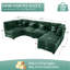 Canapé modulaire de 123 pouces à 6 places modulaire - canapé en U en forme de nuage avec méridienne, siège profond moelleux en velours côtelé anti-rayures pour le salon, vert-487553458