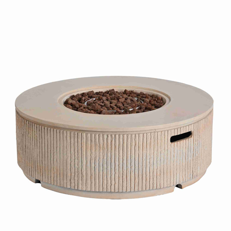 MGO Propane Outdoor Fire Pit with Vertical Stripe Design, Brown