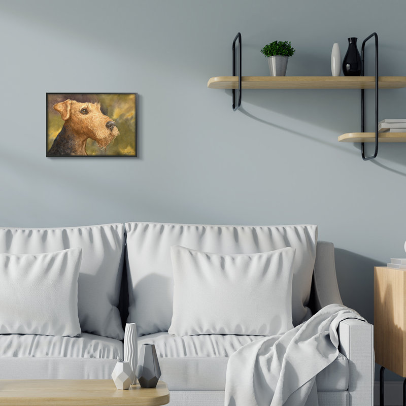 «Labrador Resting Pet Dog» par George Dyachenko - peinture sur toile, Giclée encadrée noir minuit, H 11 po x l 14 po