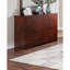 Commode 1 pièce en pin, fini cerisier classique moderne, 6 tiroirs de rangement
