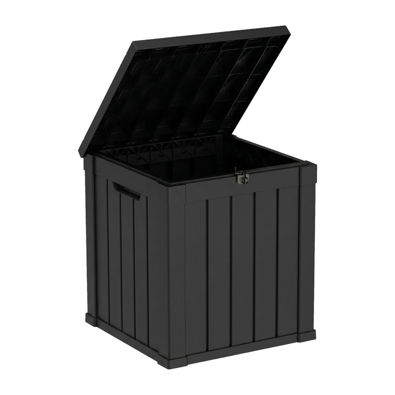 50 Gallon All-Weather Waterproof Resin Lockable Deck Box(Black), Black