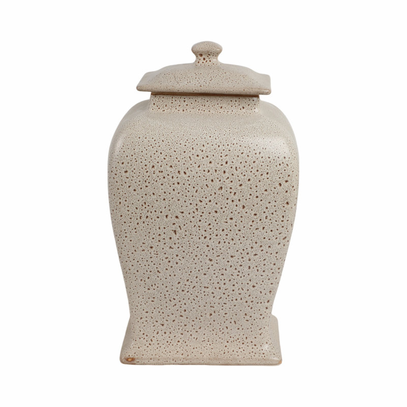 Townsend Handmade Stoneware Jar, 16" H x 7" W x 9" D, Beige