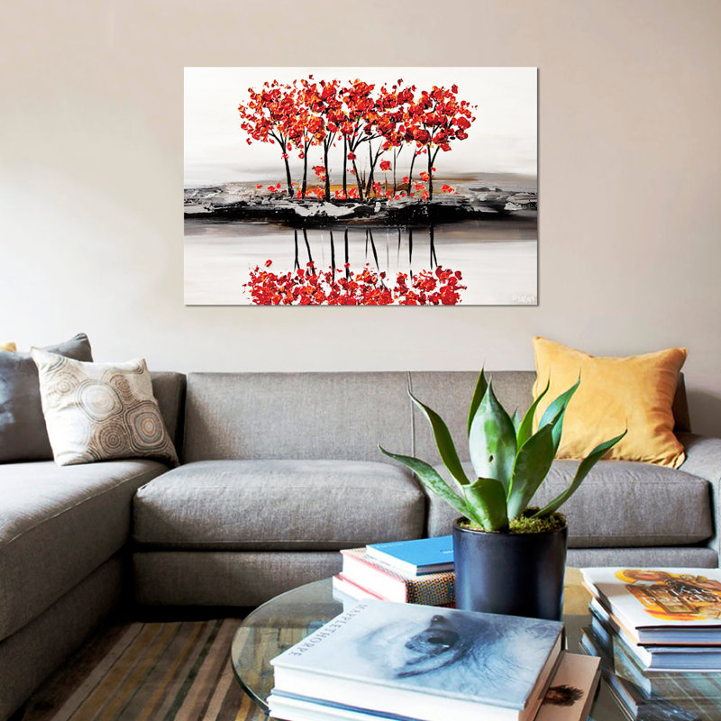 « red fleur », impression sur toile, H 12 po x l 18 po x P 1,5 po, Toile tendue