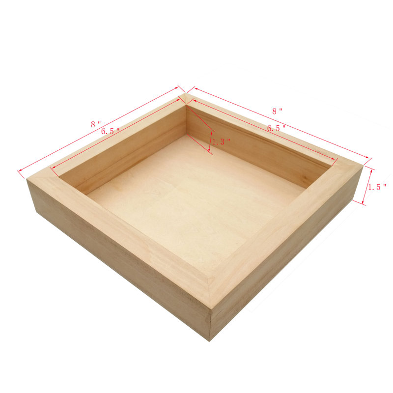 Wood Tray Tea Coffee Snack Food Serving Tray Retail Display Trays Platform 8" x 8" x 1.5" - 2PCS