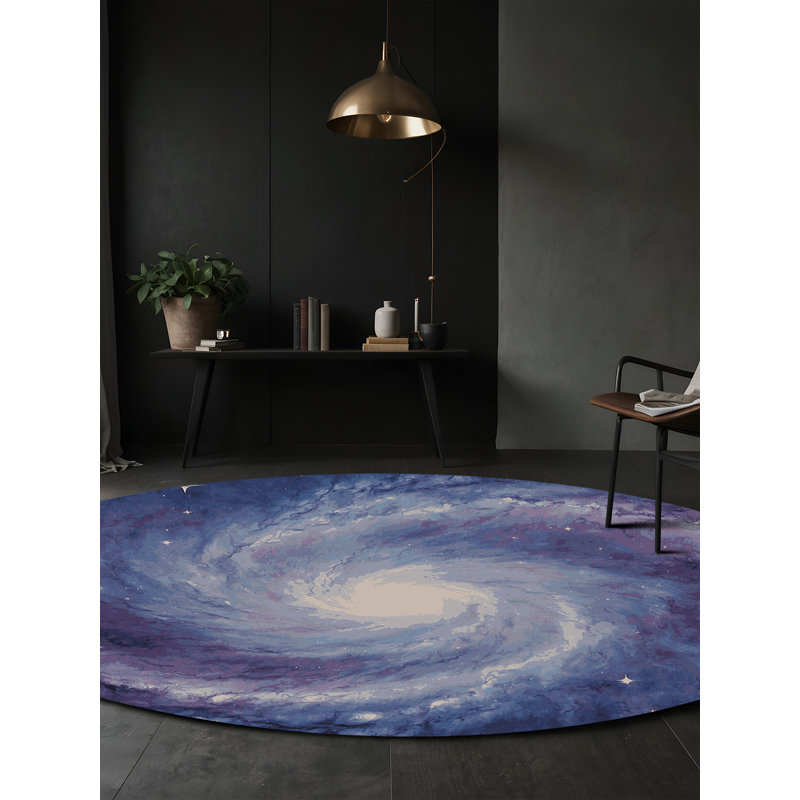 Tapis mauve lavable à la machine, Rond 8 pi