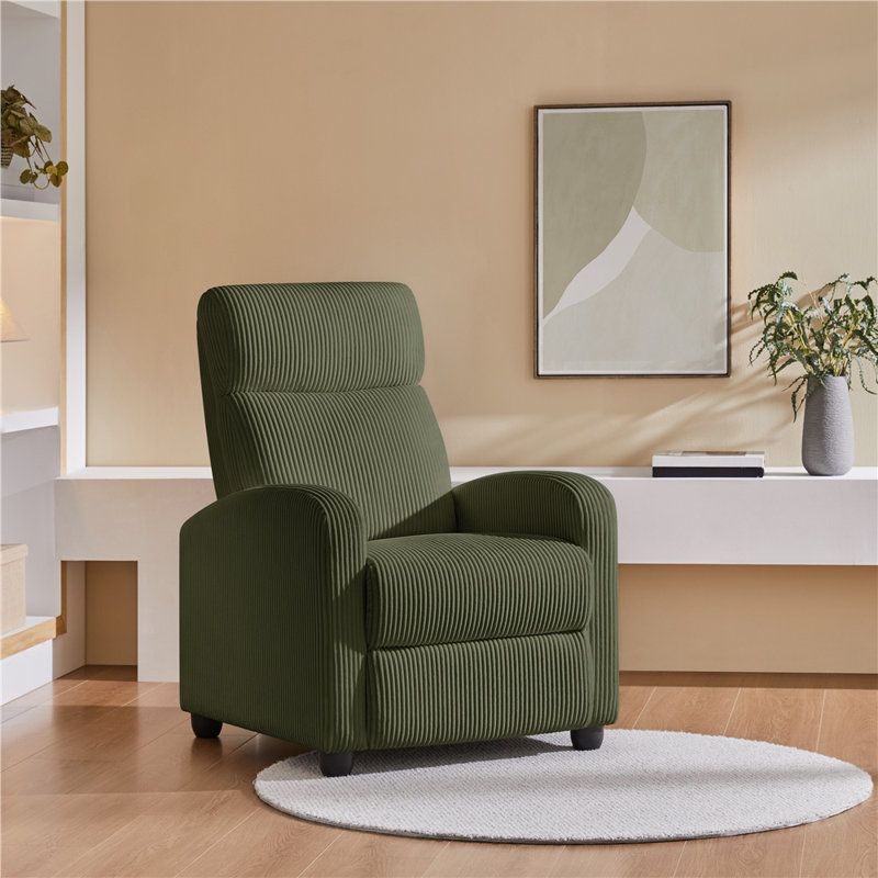 Sanza Corduroy Upholstered  Recliner, Dark Green