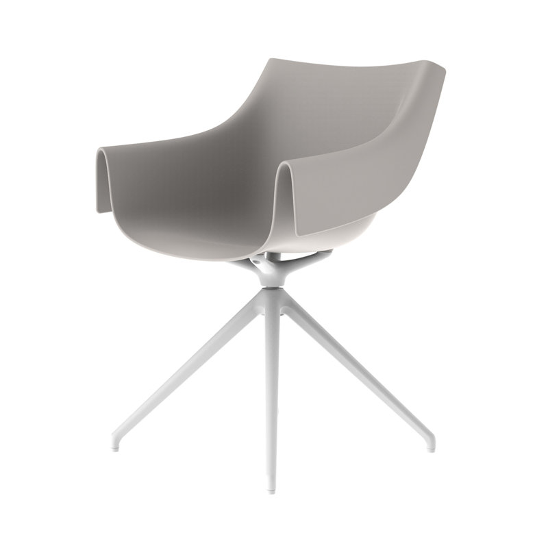 Manta 23.5" W Swivel Armchair, Silver, Ecru