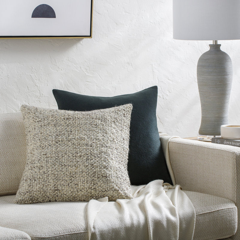 Coussin Ellingson, H 18 po x l 18 po, Housse de coussin seulement - sans coussin, Blanc antique