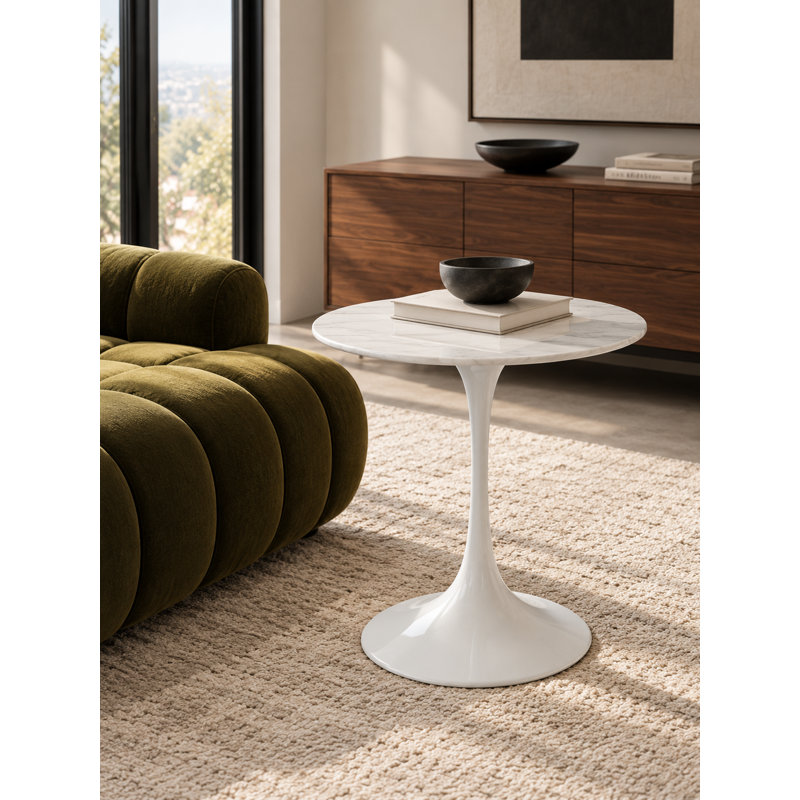 Table d'appoint piédestal MELODY, marbre blanc
