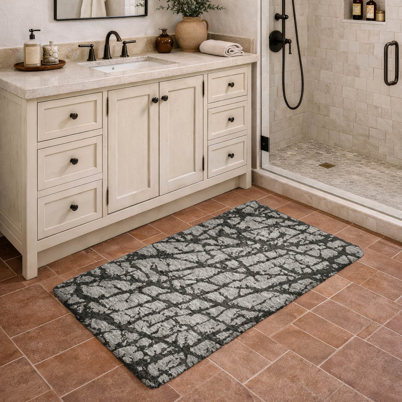Premium Machine Washable Dream Shag ADS501 Crackle Rug, Gray, 2'6" x 3'10"