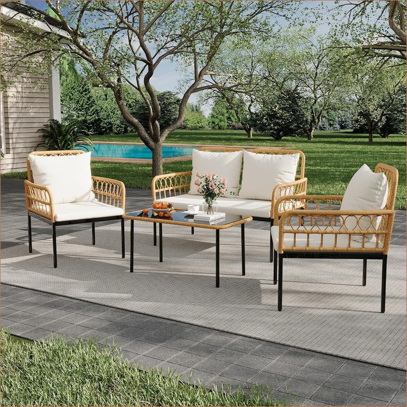 Dakota Fields 4 Piece Outdoor Wicker Patio Bistro Set, All-Weather ...