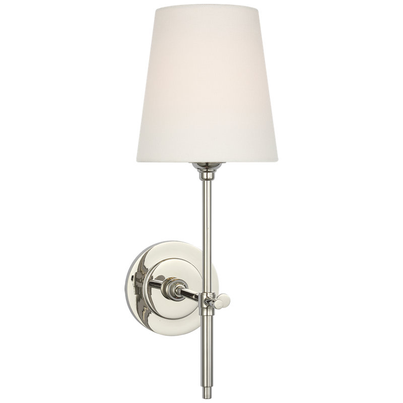 Bryant 15" Cordless Sconce with Linen Shade, Polished Nickel