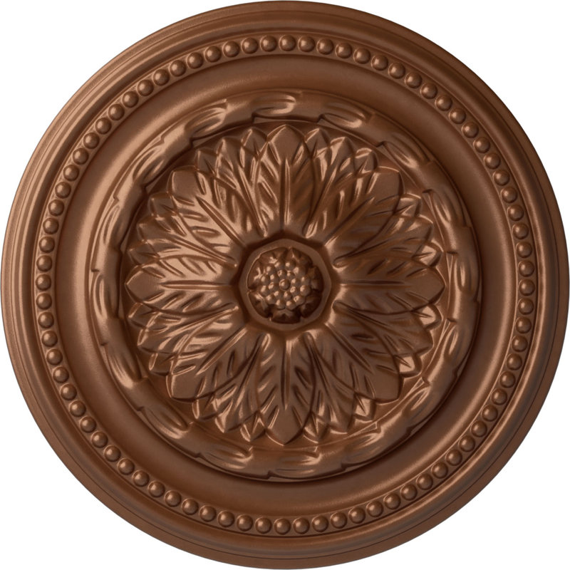 Médaillon de plafond Endurathane Genevieve, DE 16 1/8 po x P 3 1/2 po x P 7/8 po (convient aux auvents jusqu'à 3 1/2 po), fini noir de jais peint à la main