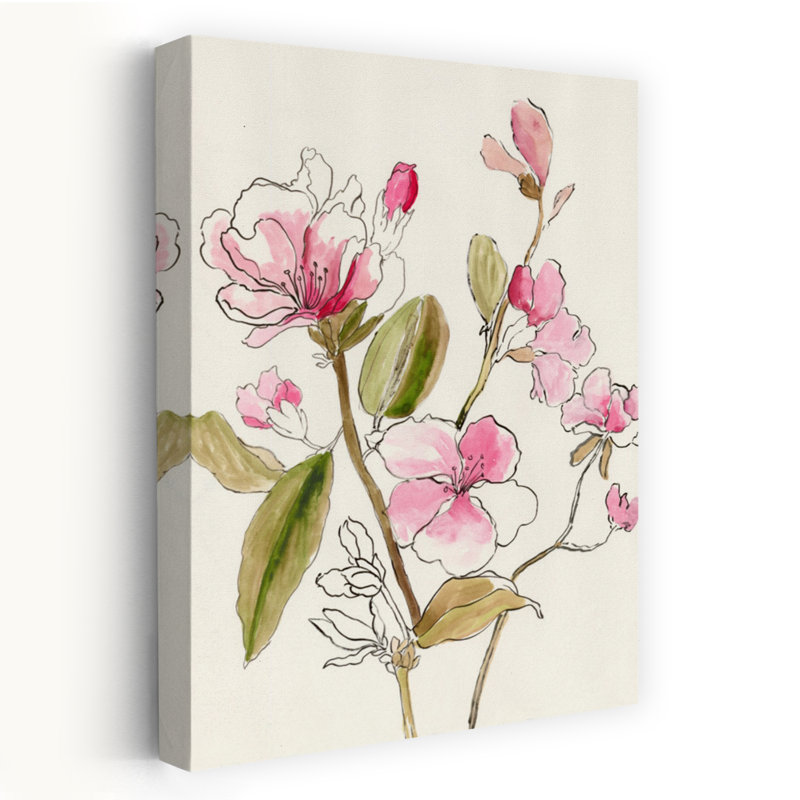 «Pink Garden Whispers I Delicate Elegant Minimalist Nature Flower Art», H 36 po x l 24 po