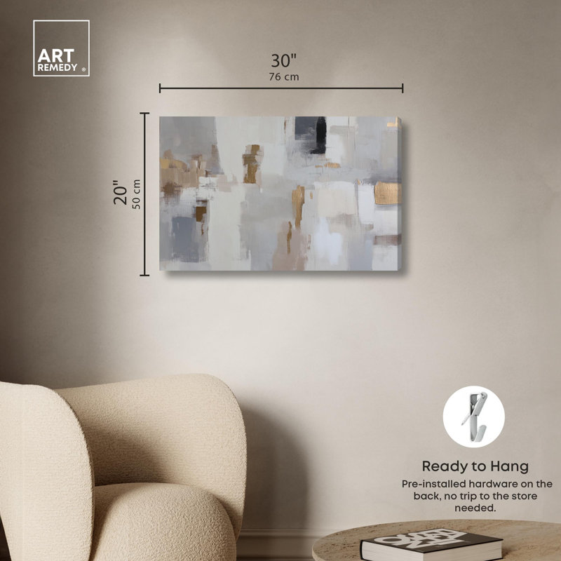 Neutral Nexus III Canvas Print Abstract Decor by Art Remedy, 20" H x 30" W, Gallery Wrapped