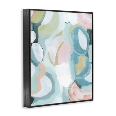  Pastel Round Forms Grey Framed Giclee Art by Grace Popp