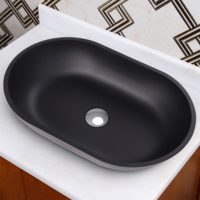 Brayden Studio Athreya 570 mm L x 360 mm W Ceramic Oval Sink and Overflow