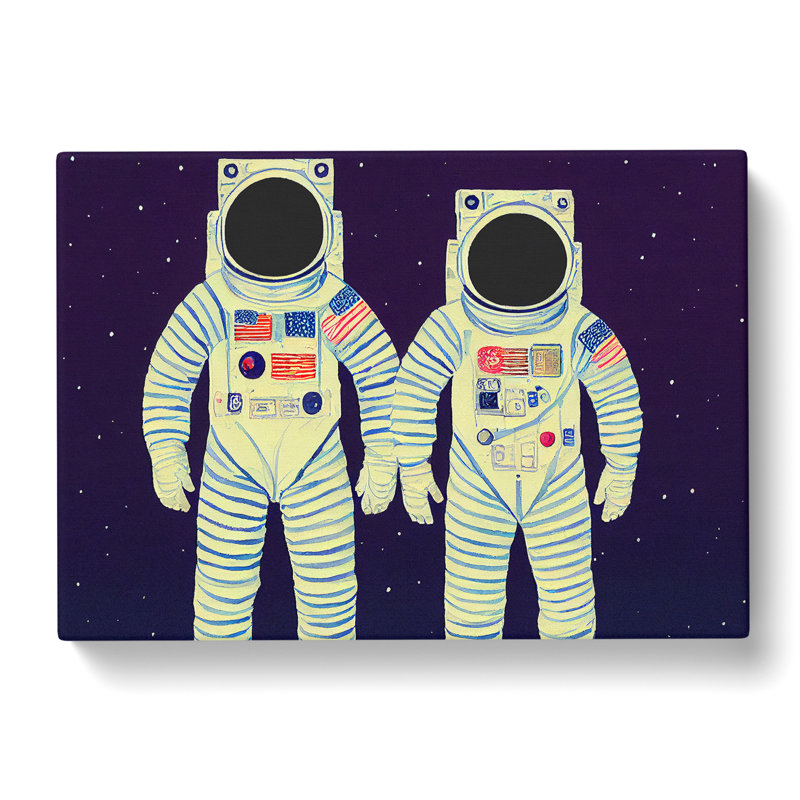Two Retro Astronauts Vol.2 - Wrapped Canvas, 35cm H x 50cm W x 3cm D