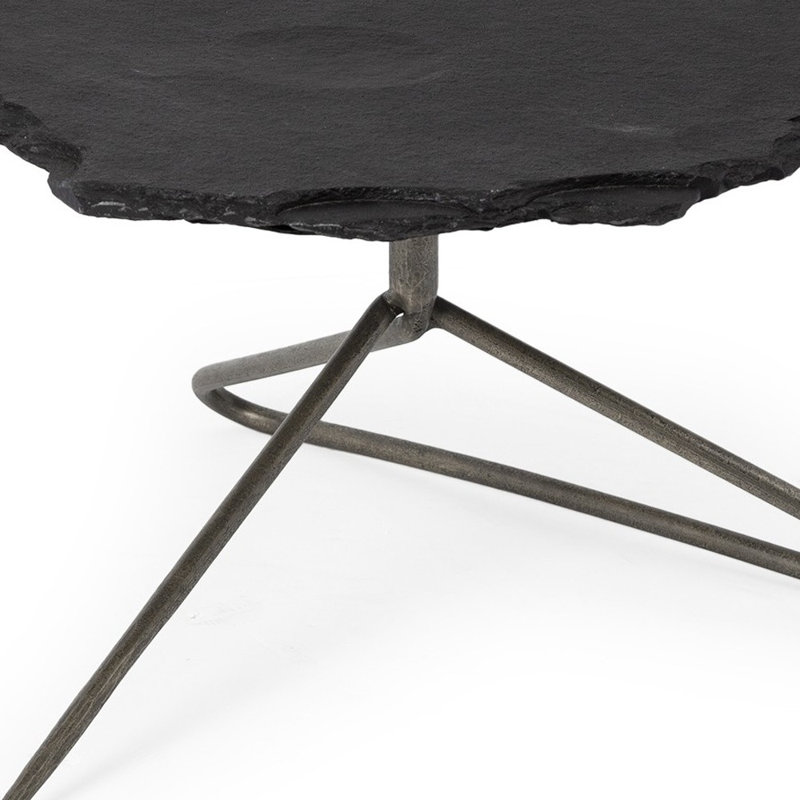 Table basse avec cadre en fer noir ardoise
