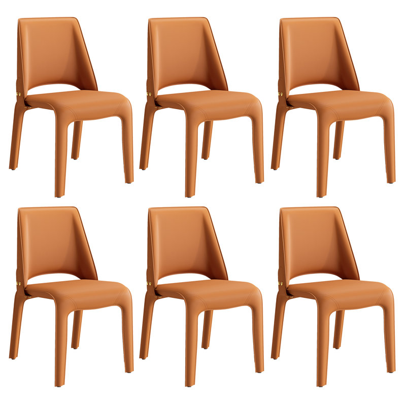 Vannes Vegan Leather Dining Chair, Orange, 6, No Assembly Needed