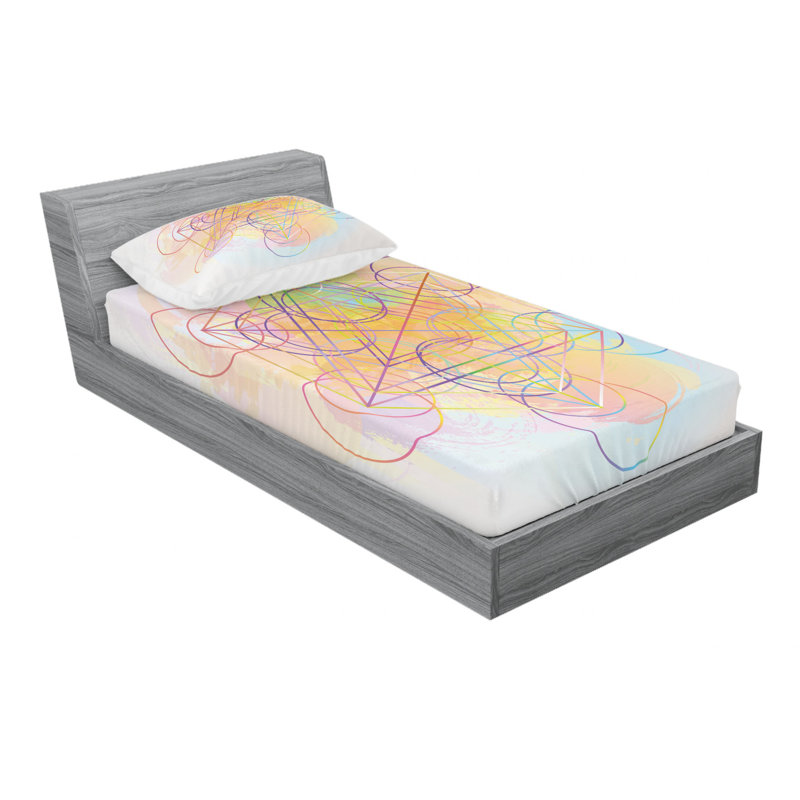 Microfiber Geometric Sheet Set, Twin Sheet Set with Fitted Sheet