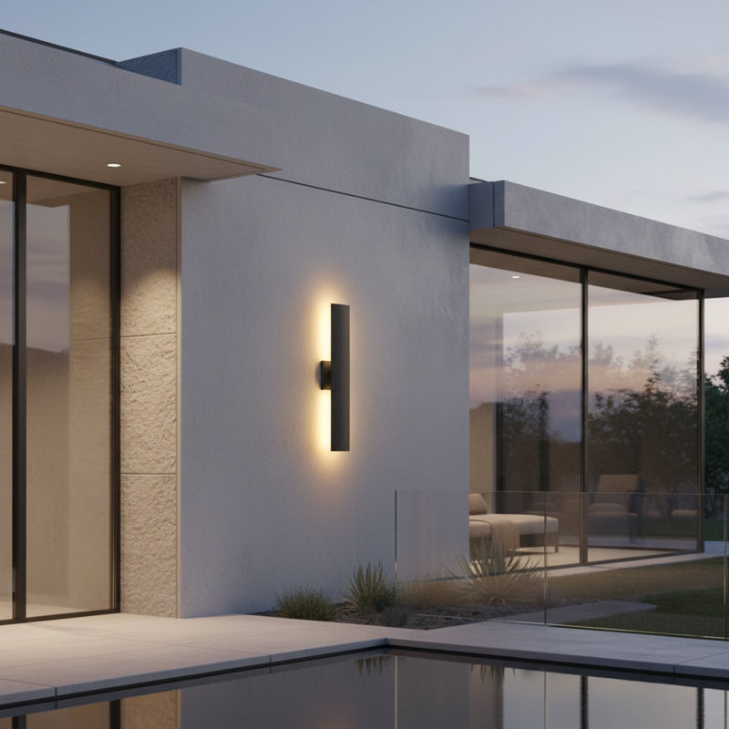 Modern Aluminum LED Outdoor Wall Light Waterproof Triac Dimming Cylinder Wall Sconces, 24" Height