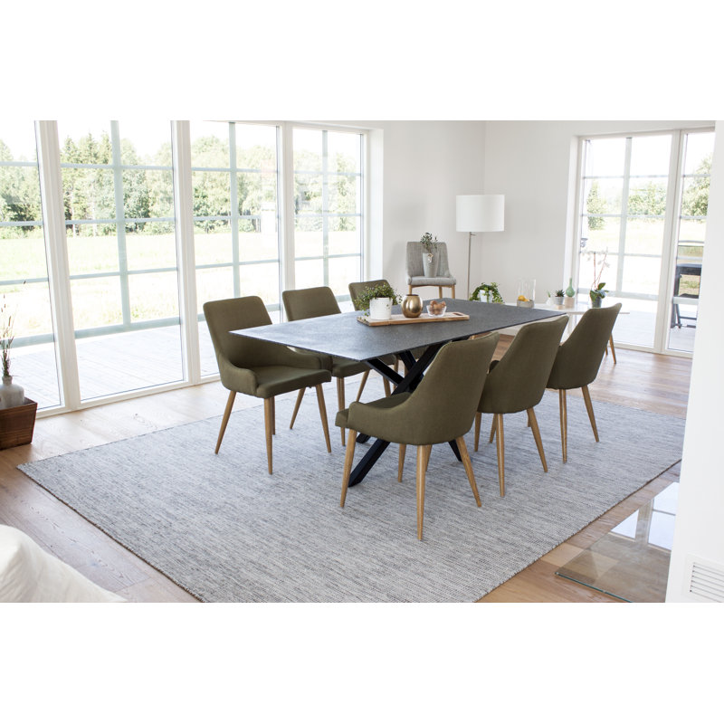 Chelsey 6 - Person Dining Set, Black, Moss Green