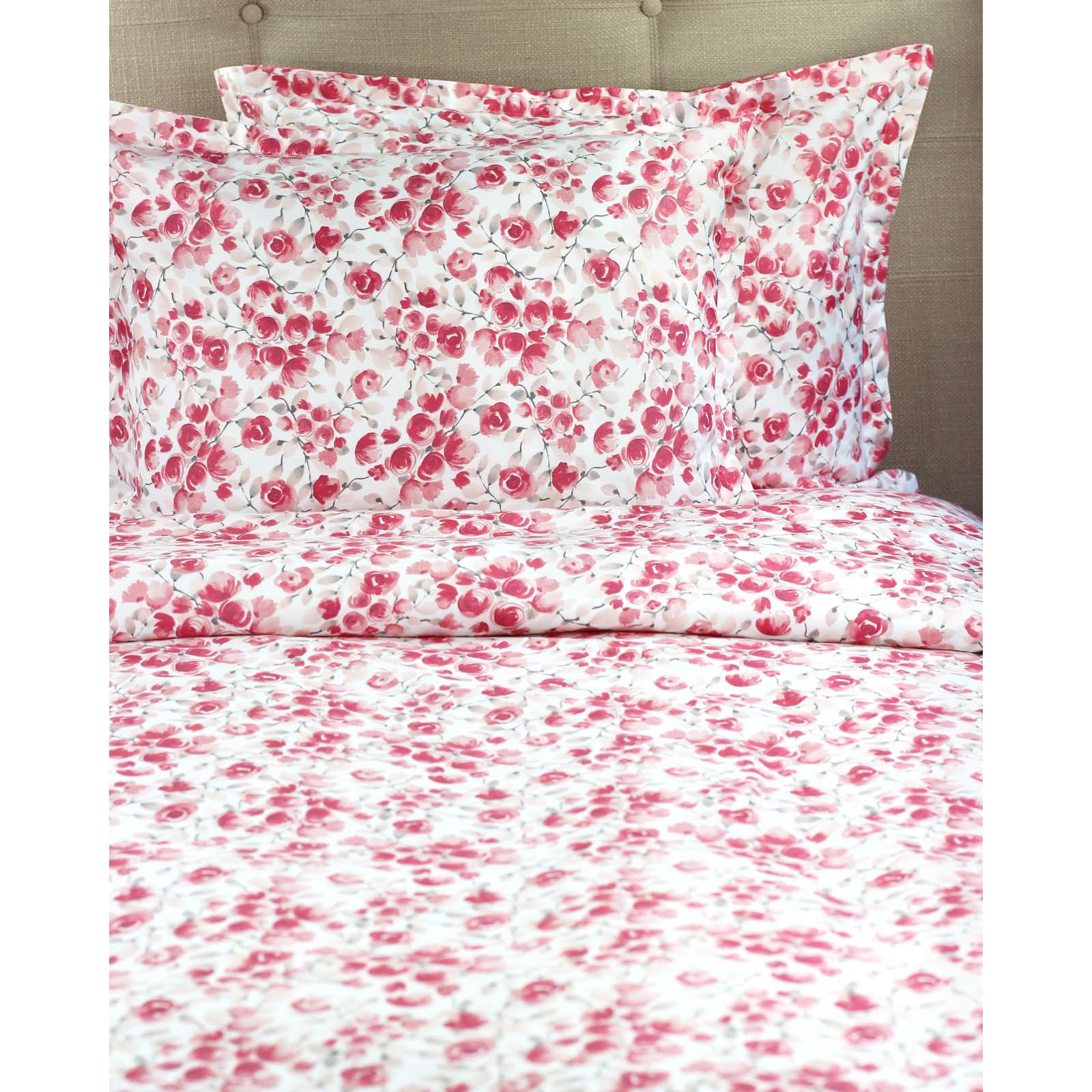 Babs Cotton Duvet Cover Set, Twin Duvet Cover + 1 Standard Sham, Red