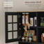 Armoire de cuisine autoportante avec huche, tablettes réglables, portes en verre et grand comptoir pour le rangement de la salle à manger