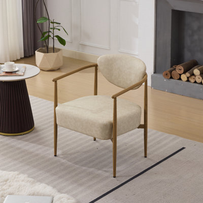 Versatile Woven Fabric Arm Chair with Foam Cushion and Metal Frame, Ideal for Dining, Living, and Bedroom Comfort.