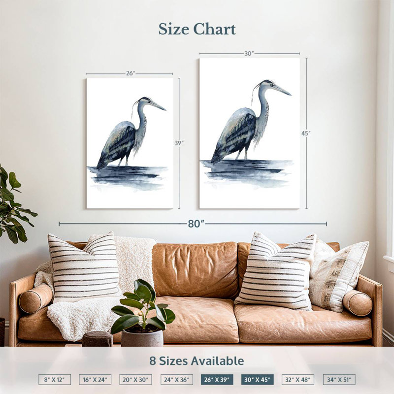 Brampt Azure Heron II, 39" H x 26" W