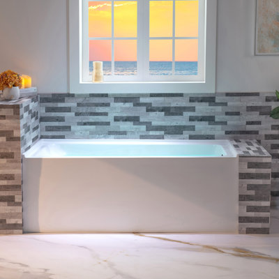 60 In. X 32 In. Acrylic Alcove Soaking Bathtub with Drain & Overflow, Available in 5 Finishes