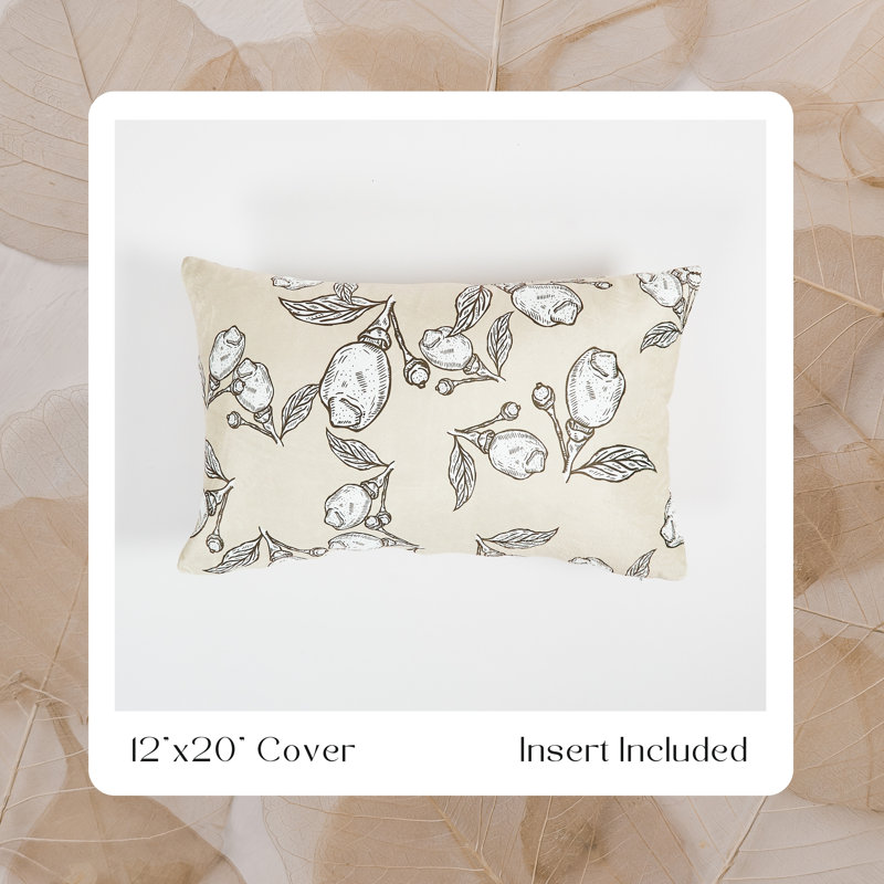 Floral Beige Throw Pillow Cover 12"