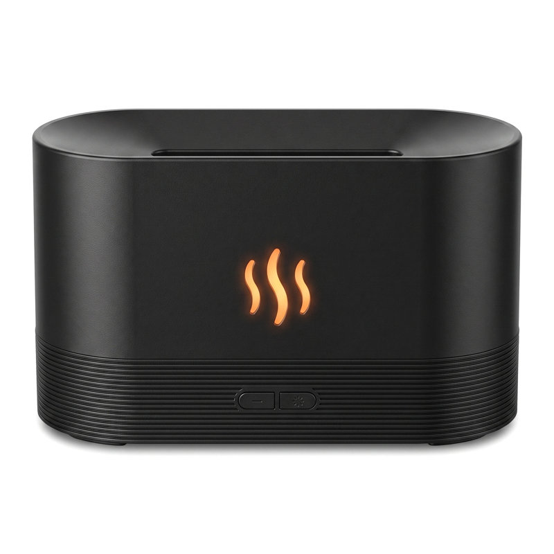 Diffuseur d'huiles essentielles à effet flamme réaliste, humidificateur d'aromathérapie à ultrasons à brume froide de 0,0476 gallon (1,8 L) pour une pièce jusqu'à 300 pieds carrés (28 m²), veilleuse DEL 7 couleurs, ultra-silencieux, arrêt automatique en cas de manque d'eau, idéal pour la chambre, la maison et le bureau.