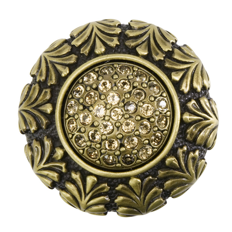 VERONA KNOB; CLEAR CRYSTAL;, Brass, 1 3/8"